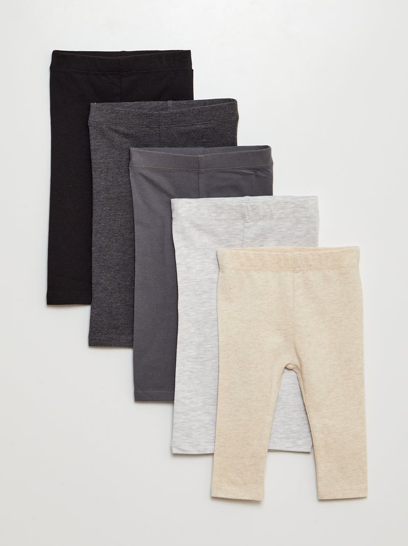 Lot de 5 leggings unis Gris - Kiabi