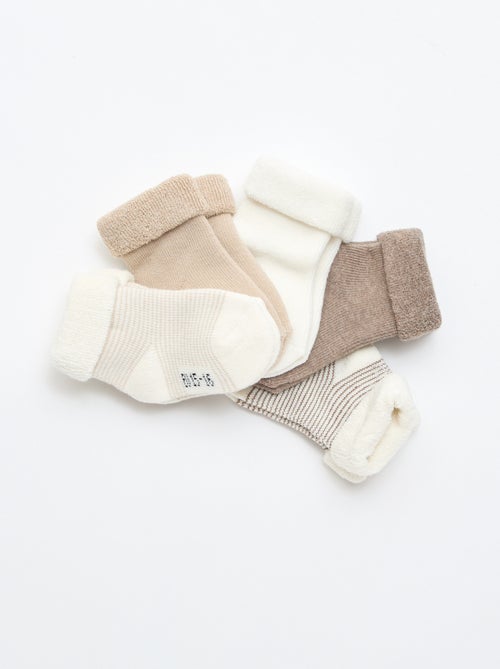 Lot de 5 paires de chaussette avec revers en coton - Kiabi
