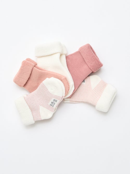 Lot de 5 paires de chaussette avec revers en coton - Kiabi