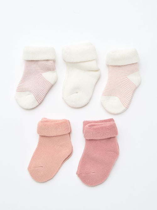 Lot de 5 paires de chaussette avec revers en coton - Kiabi