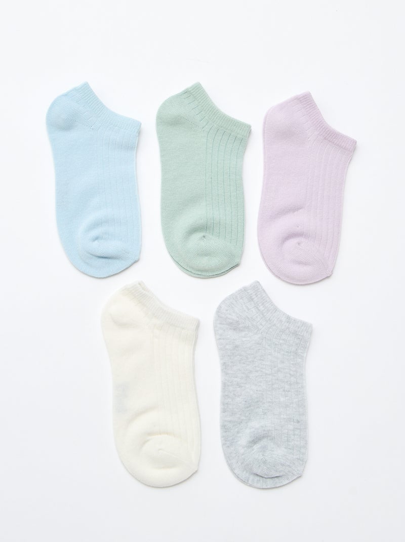 Lot de 5 paires de chaussette en coton Violet - Kiabi