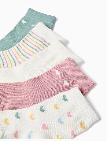 Lot de 5 paires de chaussettes à rayures/cœurs