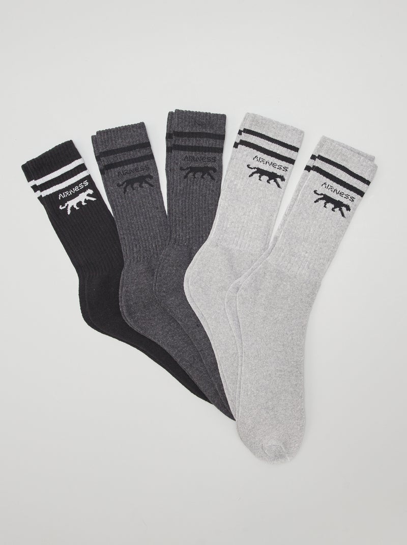 Lot de 5 paires de chaussettes 'Airness' Gris - Kiabi