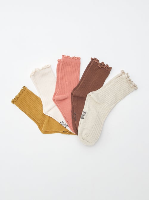 Lot de 5 paires de chaussettes avec bord volanté - Kiabi