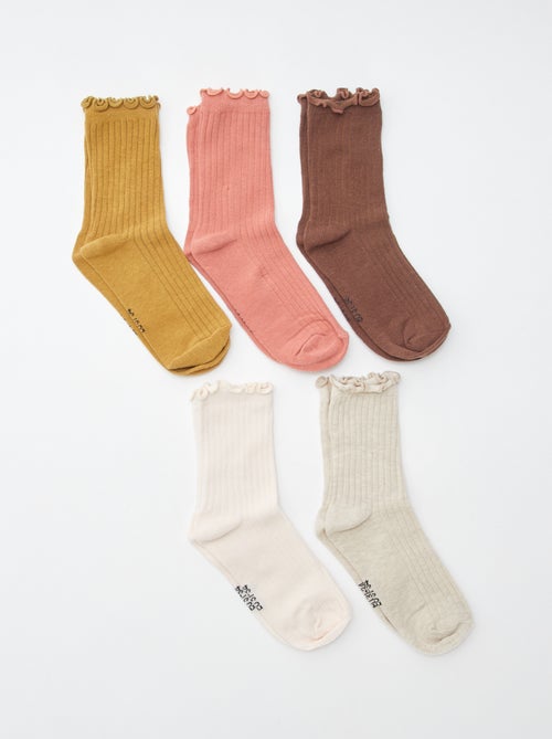 Lot de 5 paires de chaussettes avec bord volanté - Kiabi