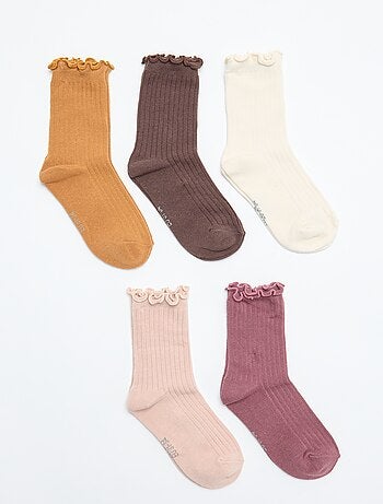 Lot de 5 paires de chaussettes avec bord volanté
