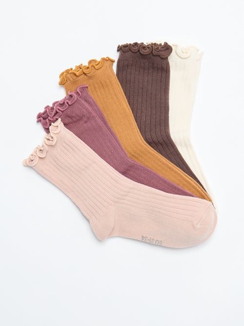 Lot de 5 paires de chaussettes avec bord volanté - Kiabi Lot de 5 paires de chaussettes avec bord volanté - Kiabi