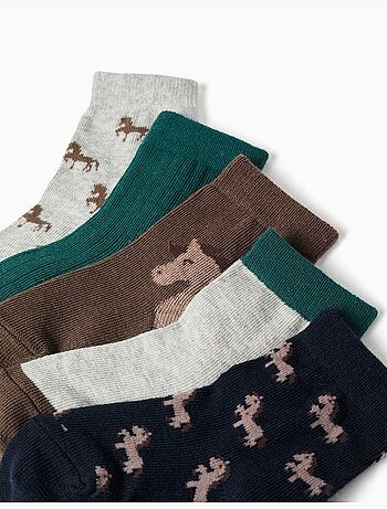 Lot de 5 paires de chaussettes avec chevaux