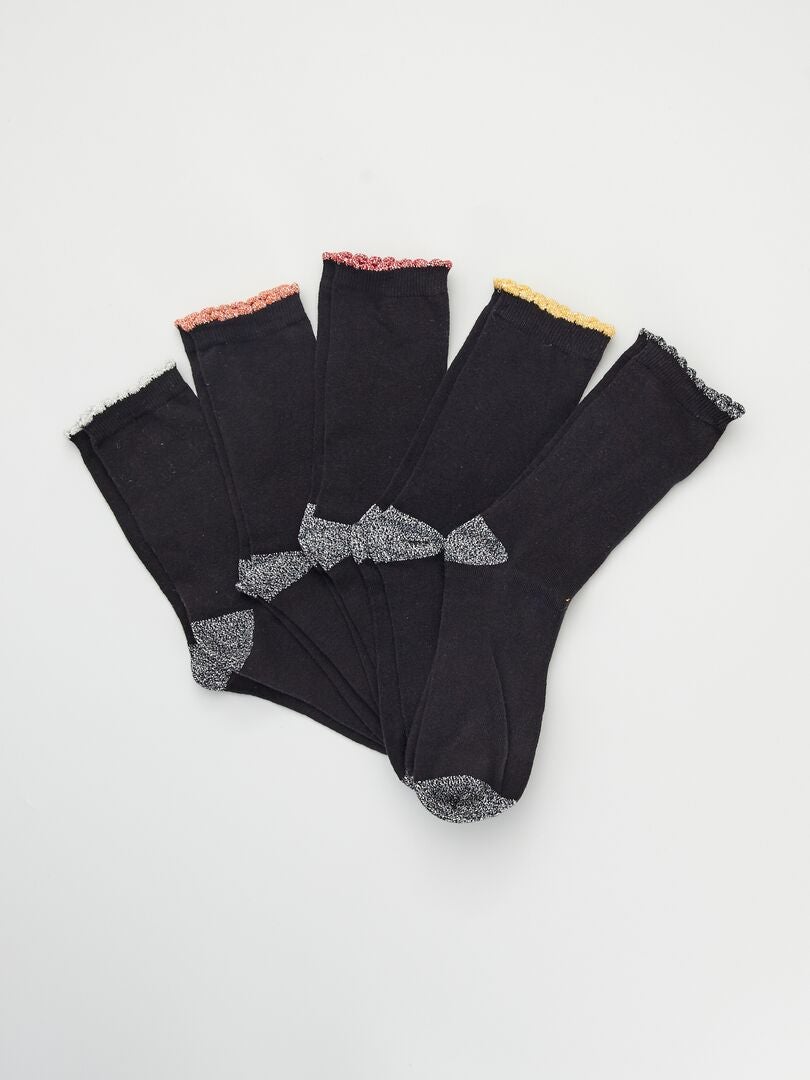 Lot de 5 paires de chaussettes avec fibre brillant noir - Kiabi