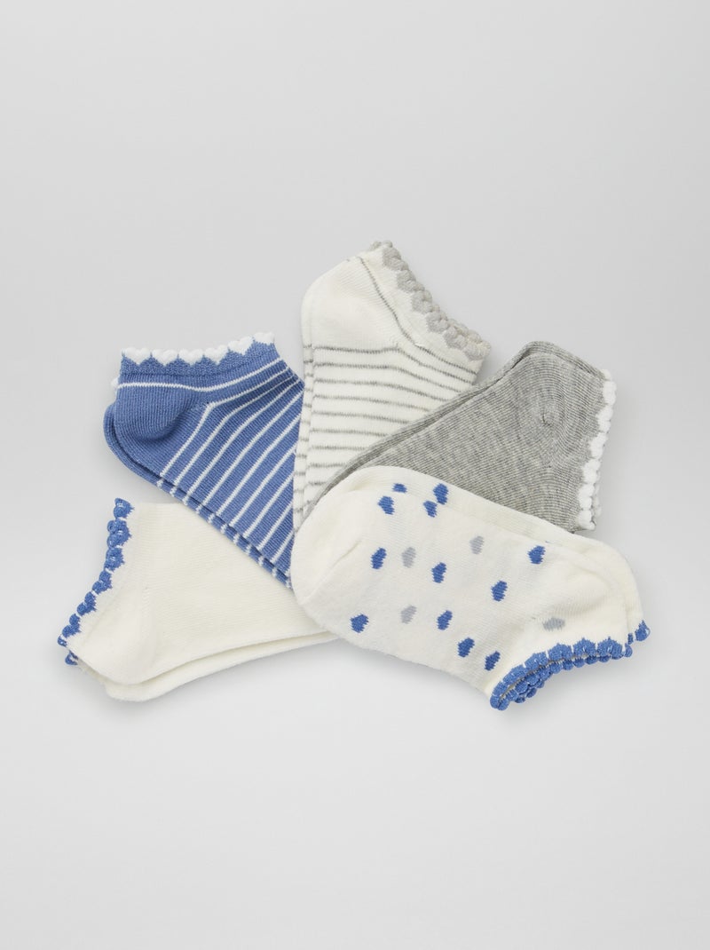Lot de 5 paires de chaussettes blanc/bleu - Kiabi