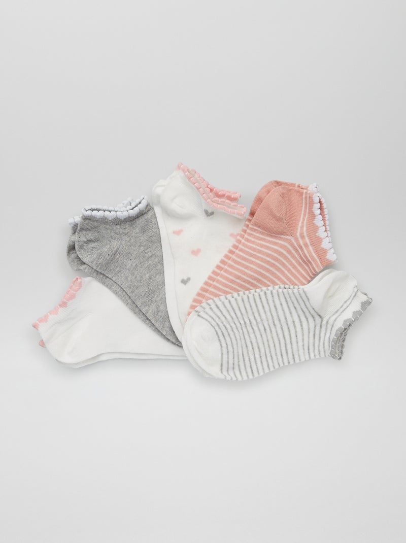 Lot de 5 paires de chaussettes blanc/rose - Kiabi