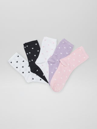 Lot de 5 paires de chaussettes 'cœurs'