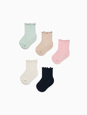 Lot de 5 paires de chaussettes côtelées avec tiges ondulées