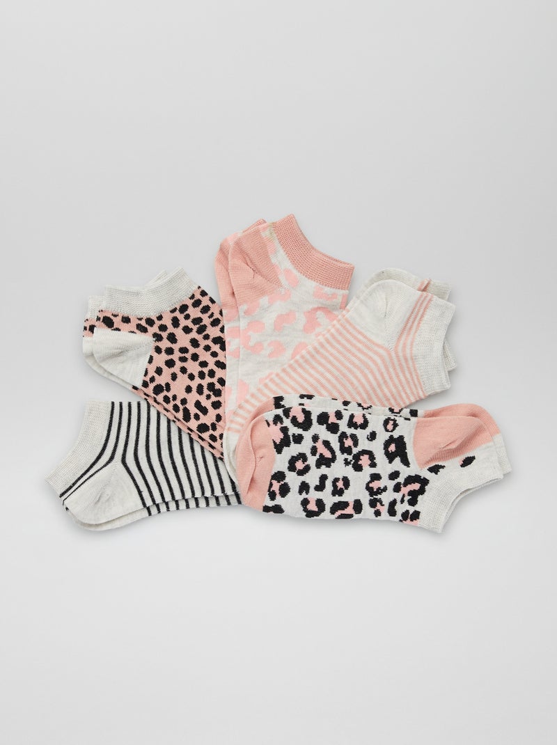 Lot de 5 paires de chaussettes courtes rose - Kiabi