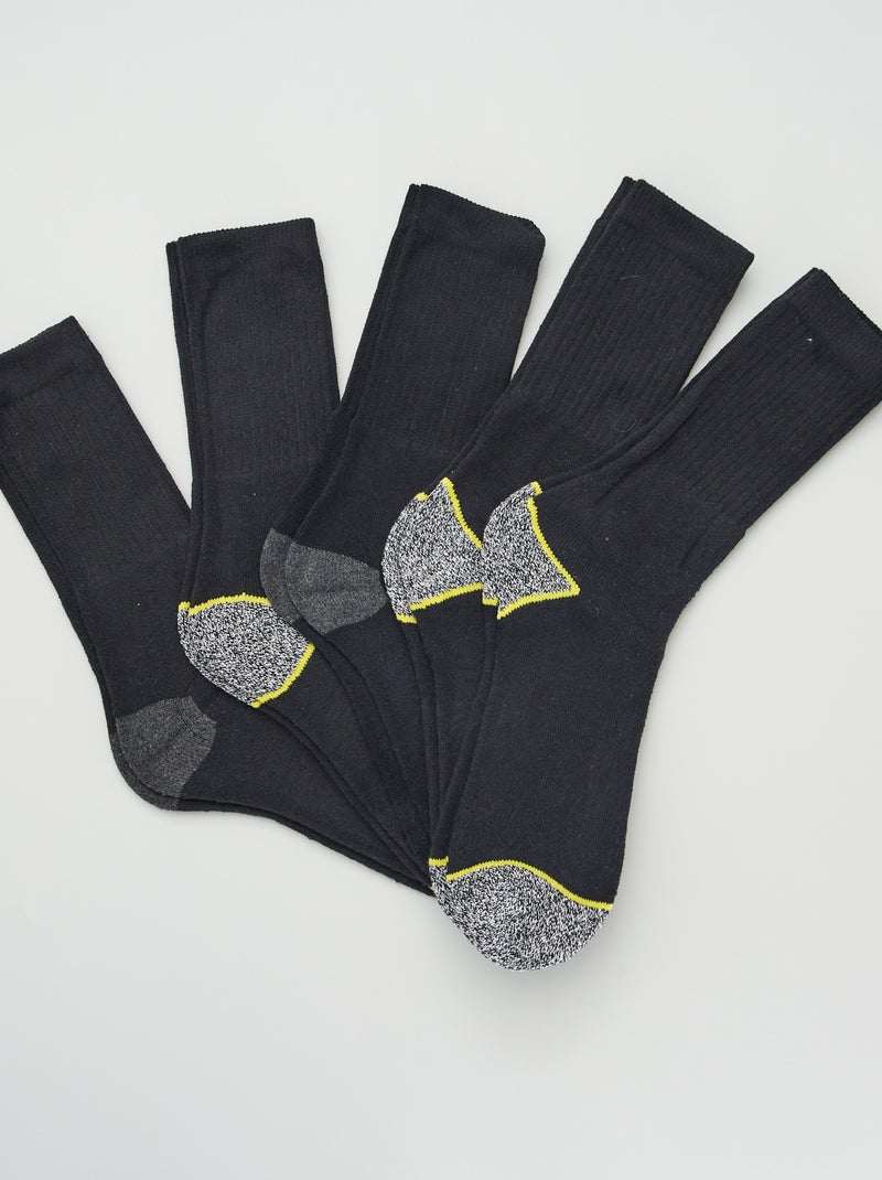 Lot de 5 paires de chaussettes de travail noir - Kiabi