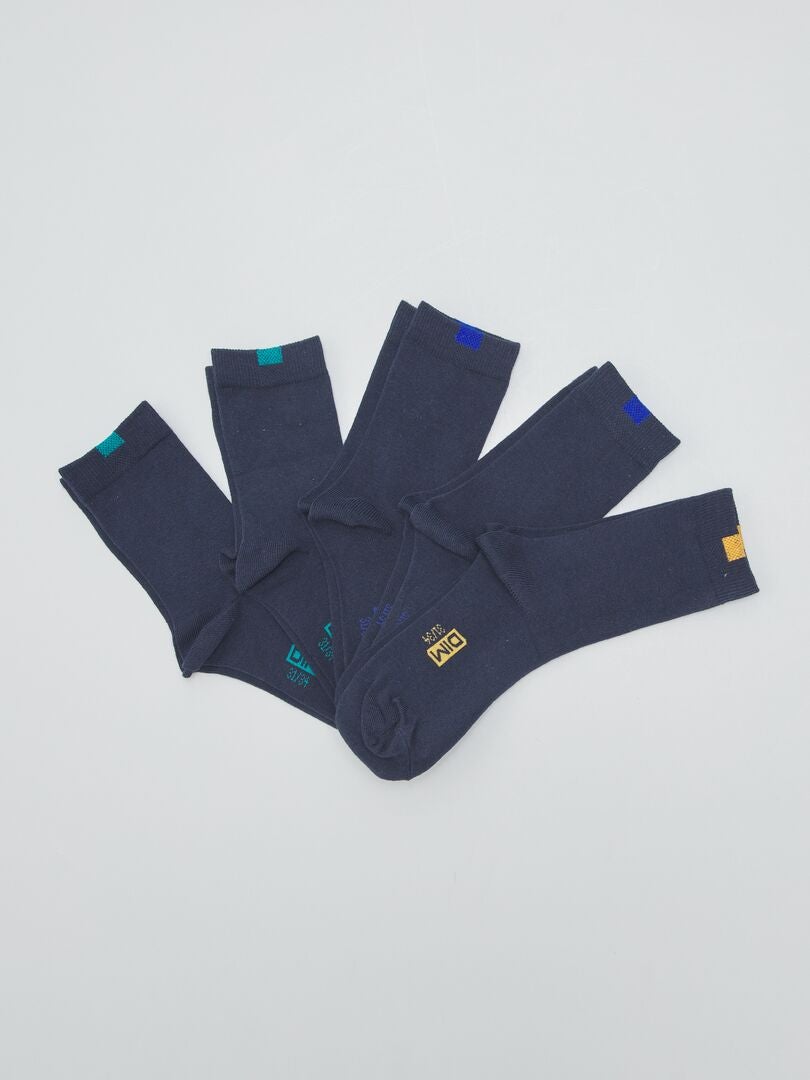 Lot de 5 paires de chaussettes 'Dim' Bleu foncé - Kiabi