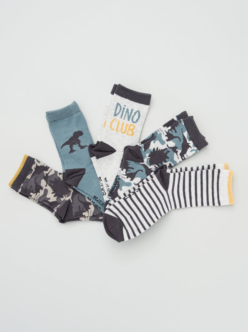 Lot de 5 paires de chaussettes 'dinosaure' dino - Kiabi