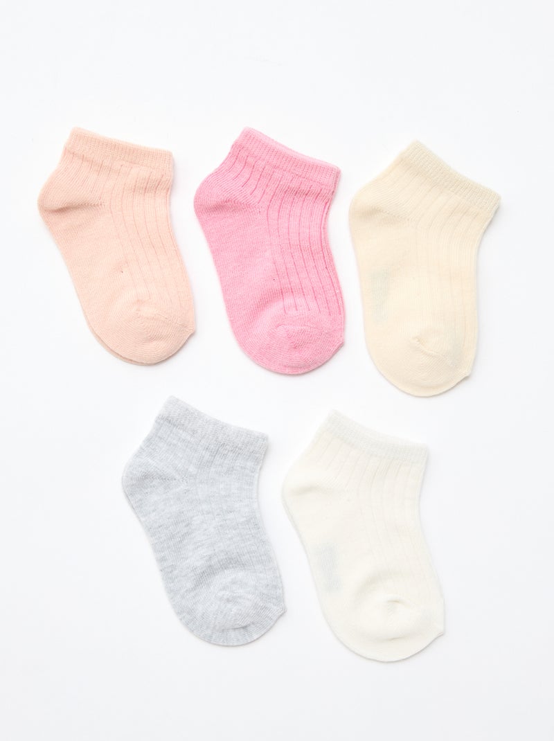 Lot de 5 paires de chaussettes en maille côtelée Orange - Kiabi