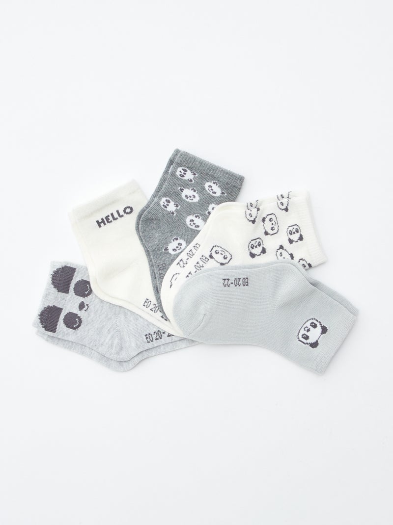 Lot de 5 paires de chaussettes en maille stretch Gris/blanc - Kiabi