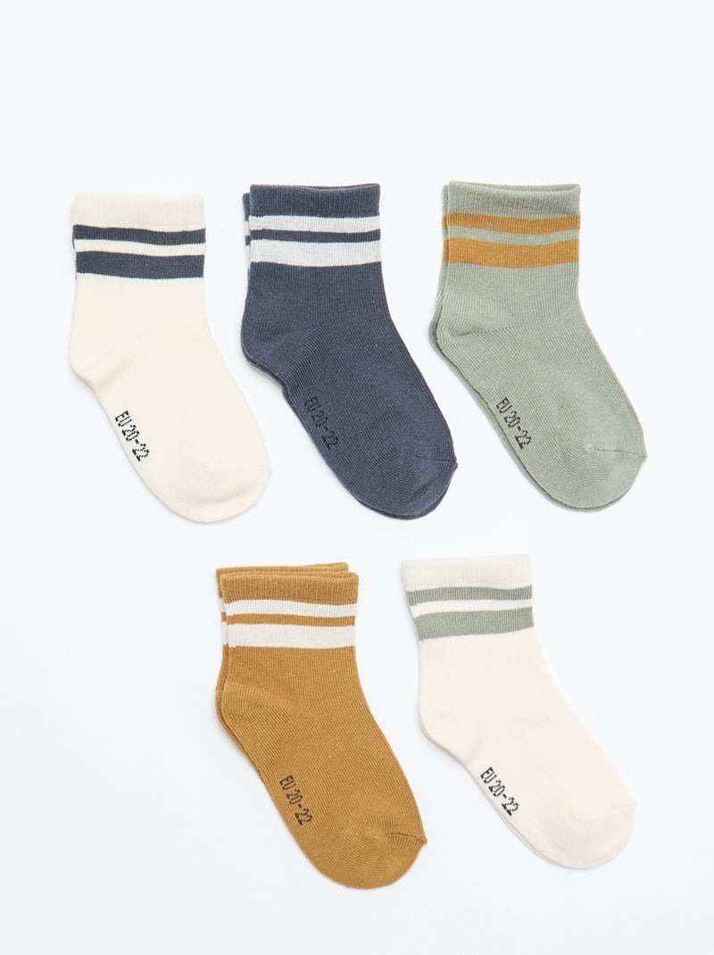 Lot de 5 paires de chaussettes en maille stretch Vert - Kiabi