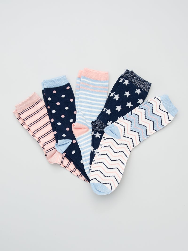 Lot de 5 paires de chaussettes fantaisie bleu - Kiabi