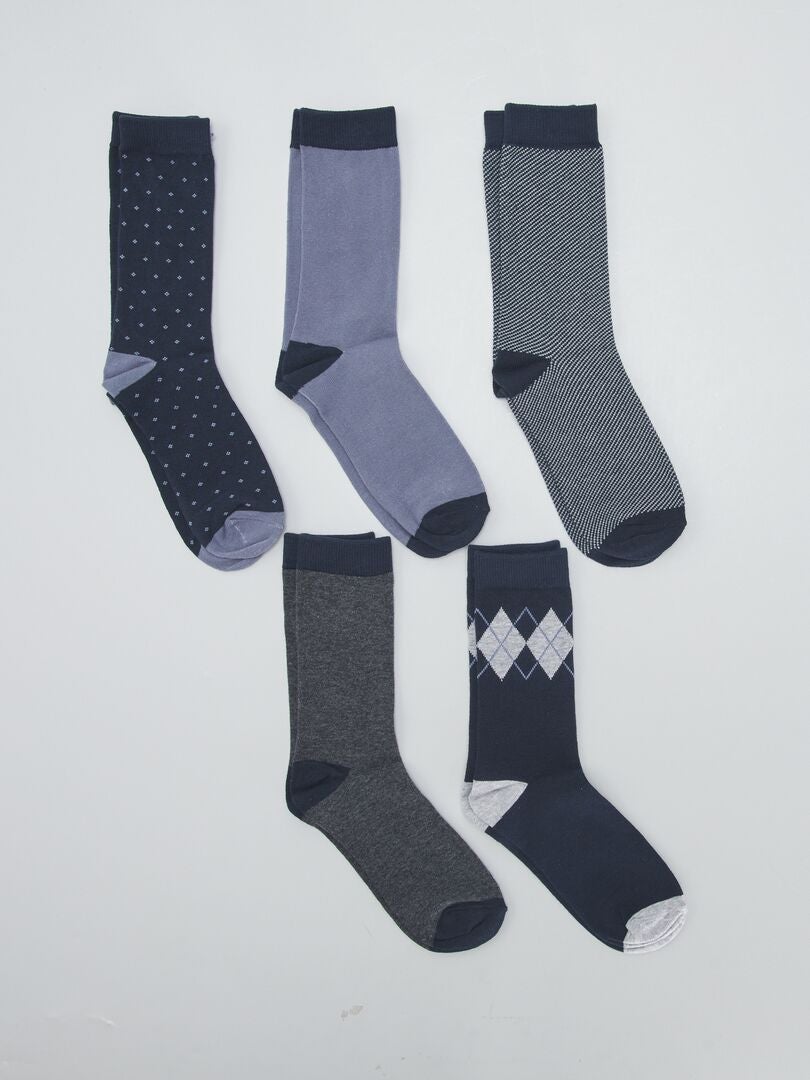 Lot de 5 paires de chaussettes fantaisies Bleu - Kiabi
