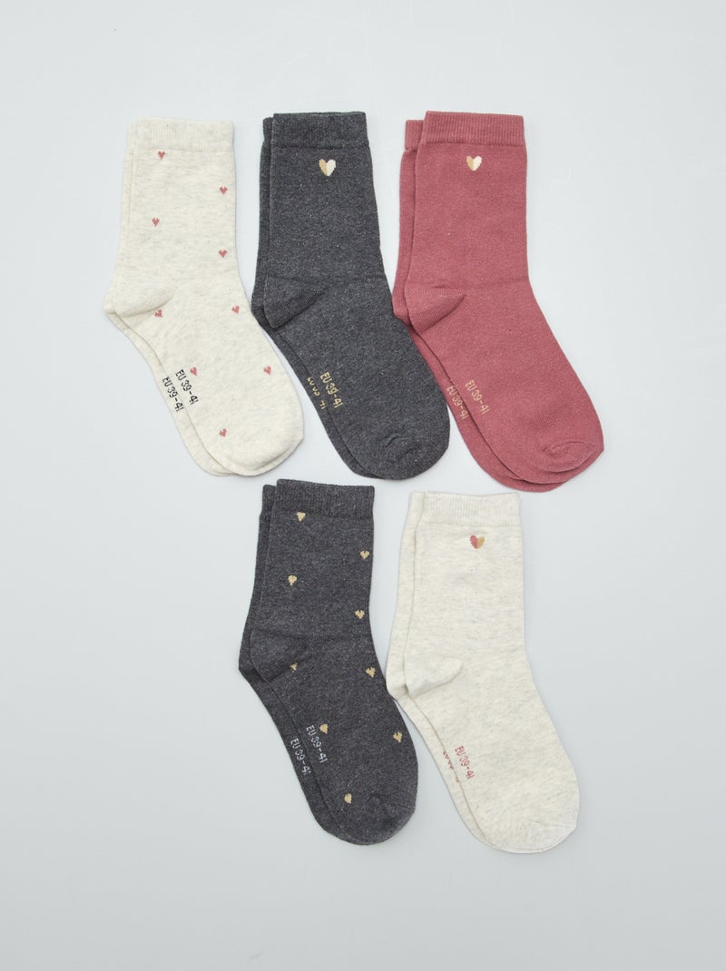 Lot de 5 paires de chaussettes fantaisies Noir - Kiabi