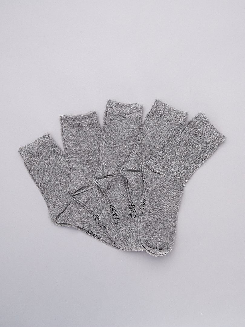 Lot de 5 paires de chaussettes gris - Kiabi