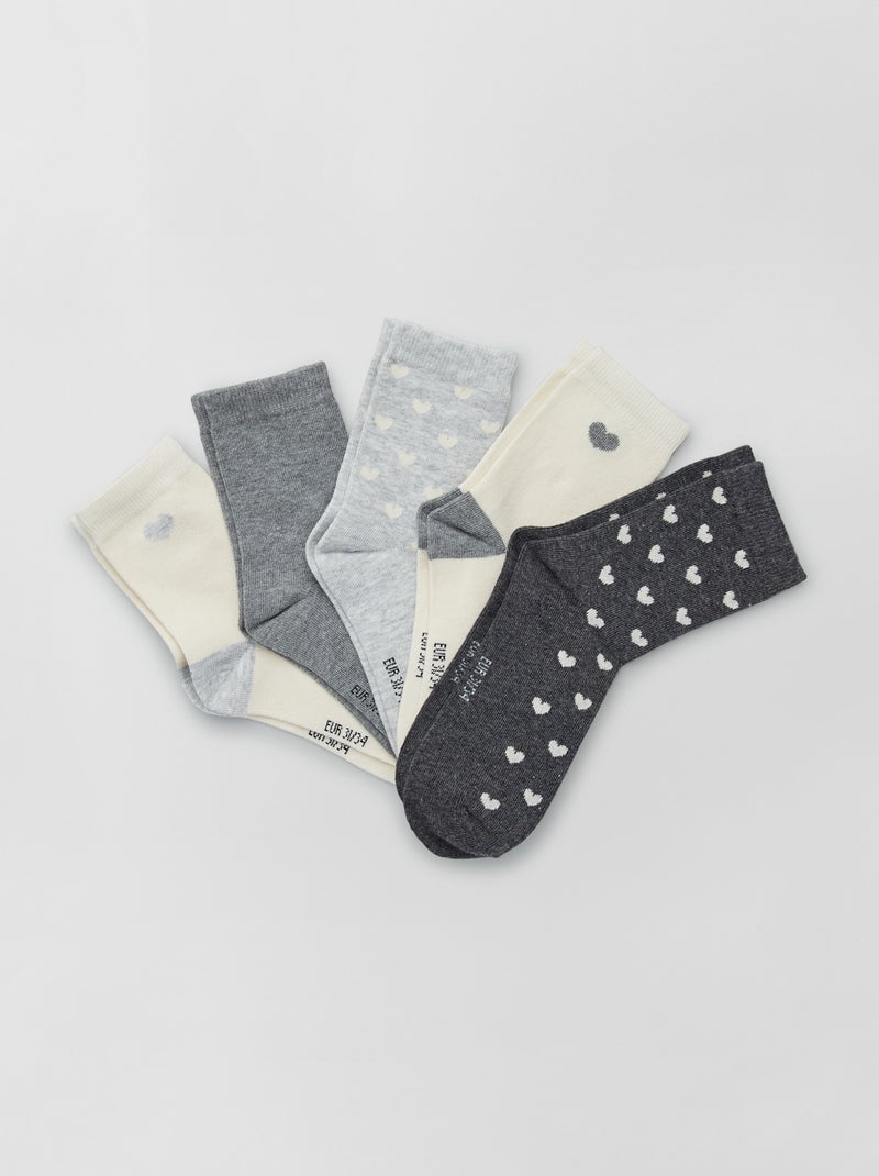 Lot de 5 paires de chaussettes Gris - Kiabi