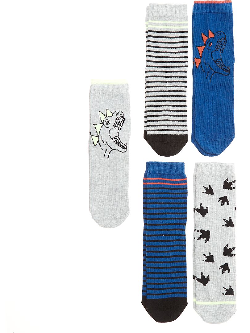 Lot de 5 paires de chaussettes gris/bleu - Kiabi