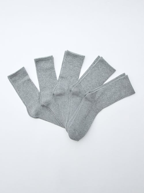 Lot de 5 paires de chaussettes hautes en maille - Kiabi