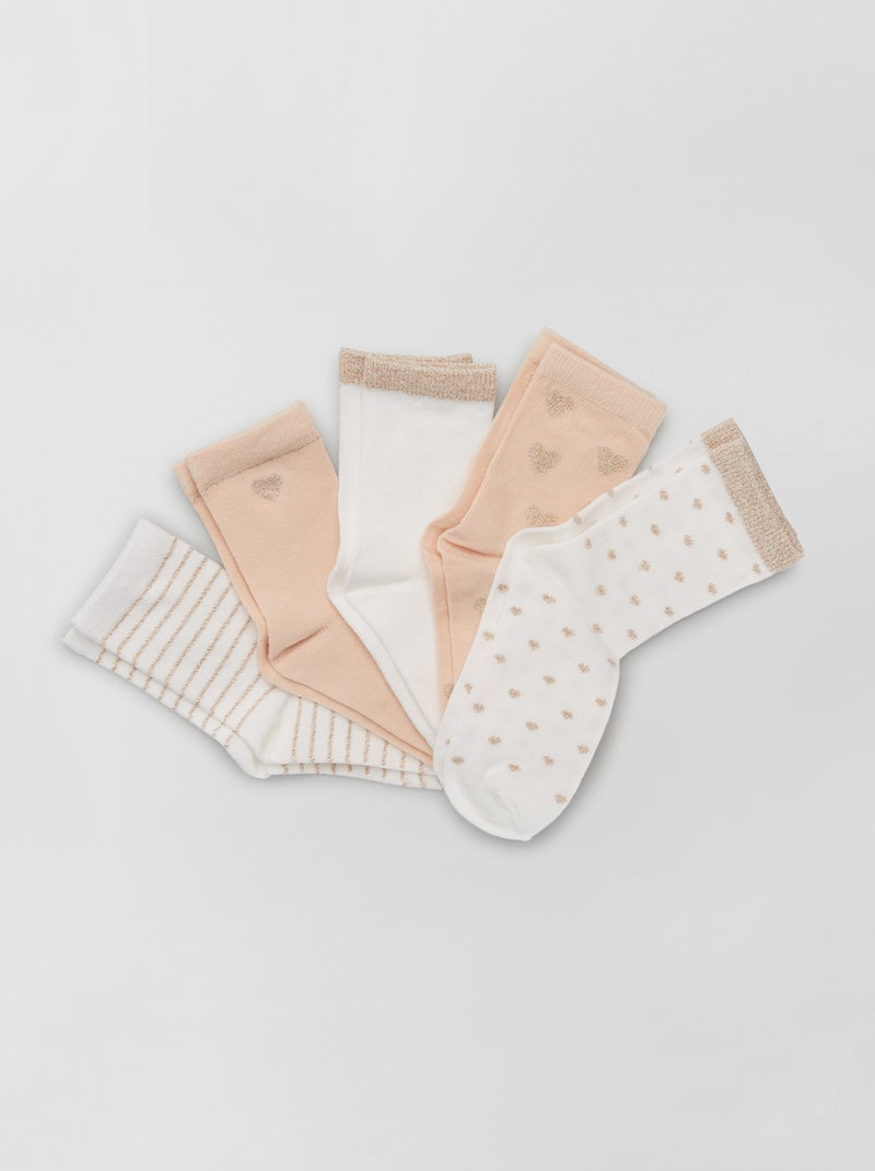 Lot de 5 paires de chaussettes hautes rose - Kiabi