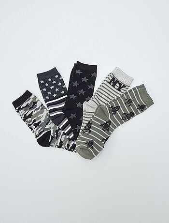 Lot de 5 paires de chaussettes imprimé américain - Kiabi