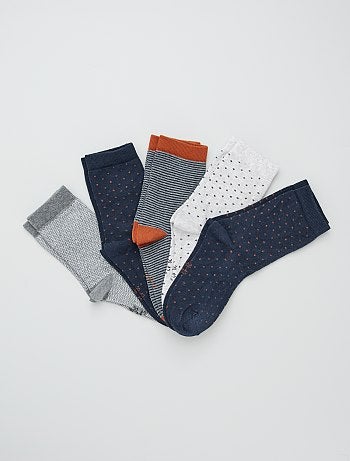 Lot de 3 paires de chaussettes homme Bleu à carreaux Dim Coton Style