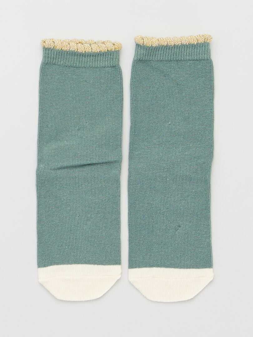 Lot de 5 paires de chaussettes imprimées Vert/beige/bleu - Kiabi