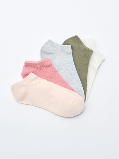 Lot de 5 paires de chaussettes invisibles femme en coton - Kiabi