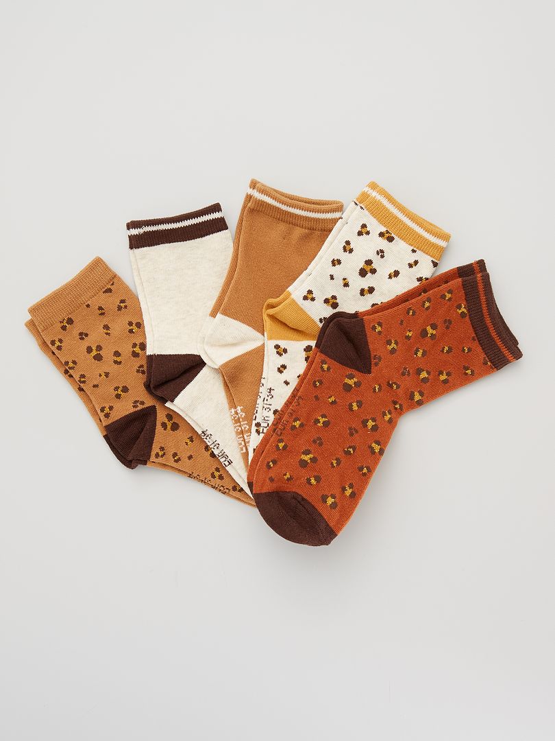 Lot de 5 paires de chaussettes 'léopard' marron léopard - Kiabi