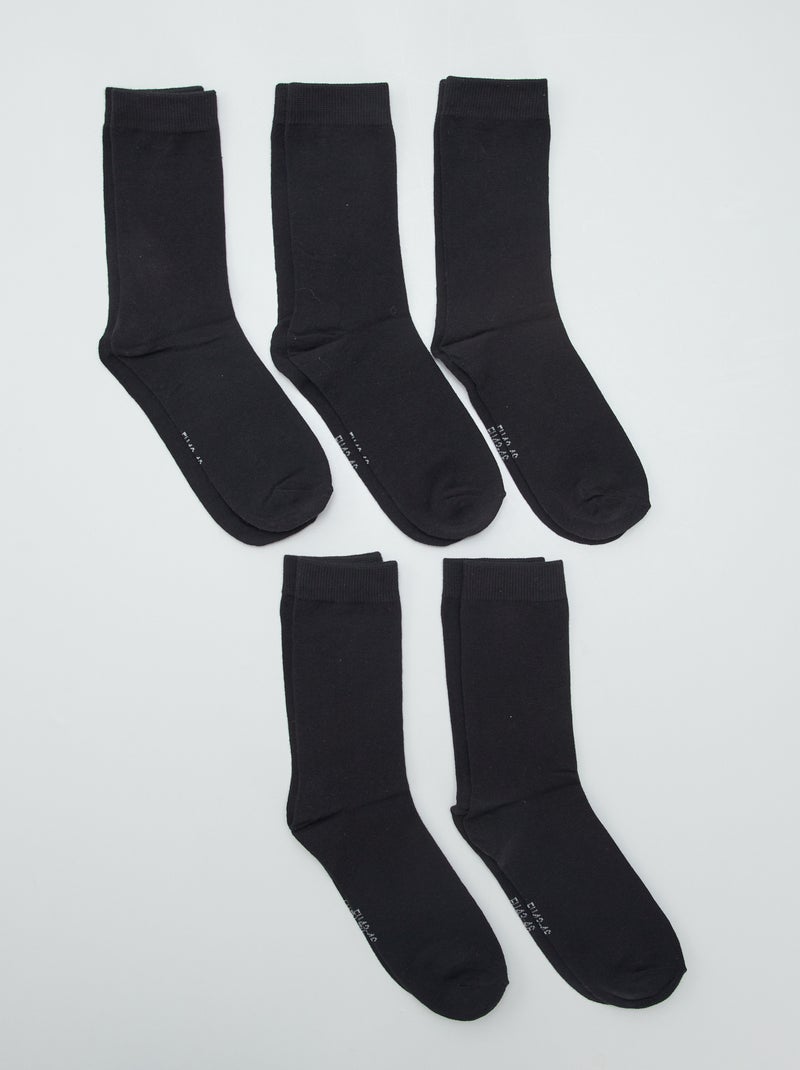 Lot de 5 paires de chaussettes Noir - Kiabi