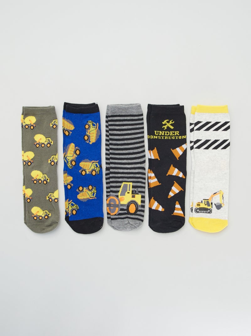 Lot de 5 paires de chaussettes Noir/gris - Kiabi
