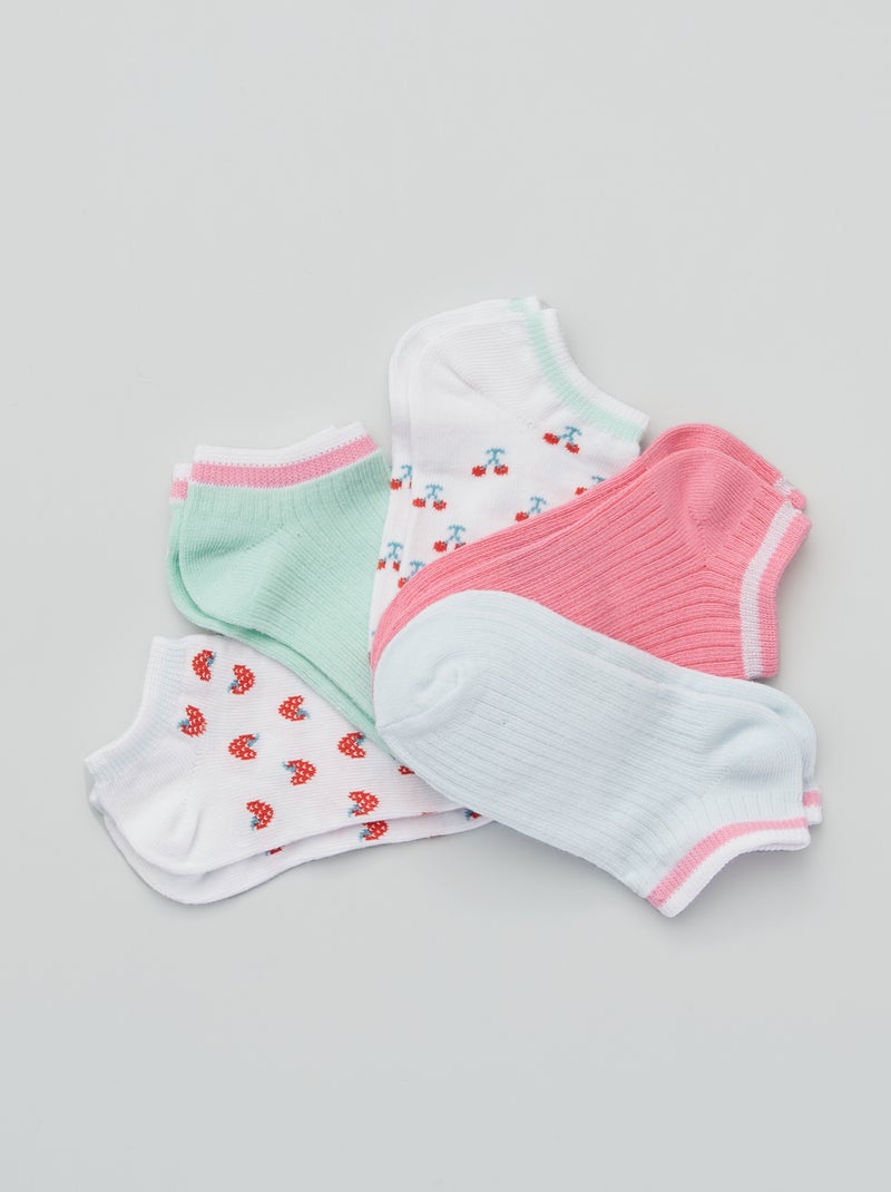 Lot de 5 paires de chaussettes Rose/bleu/vert - Kiabi