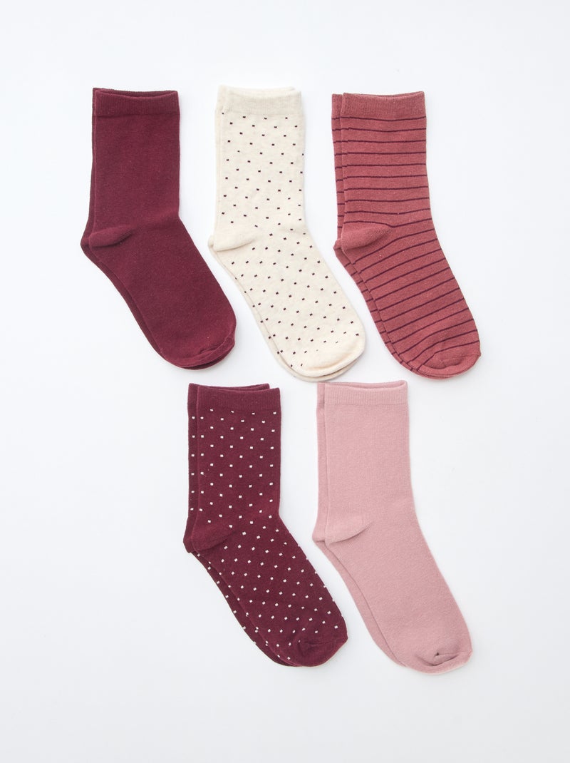 Lot de 5 paires de chaussettes Rouge - Kiabi