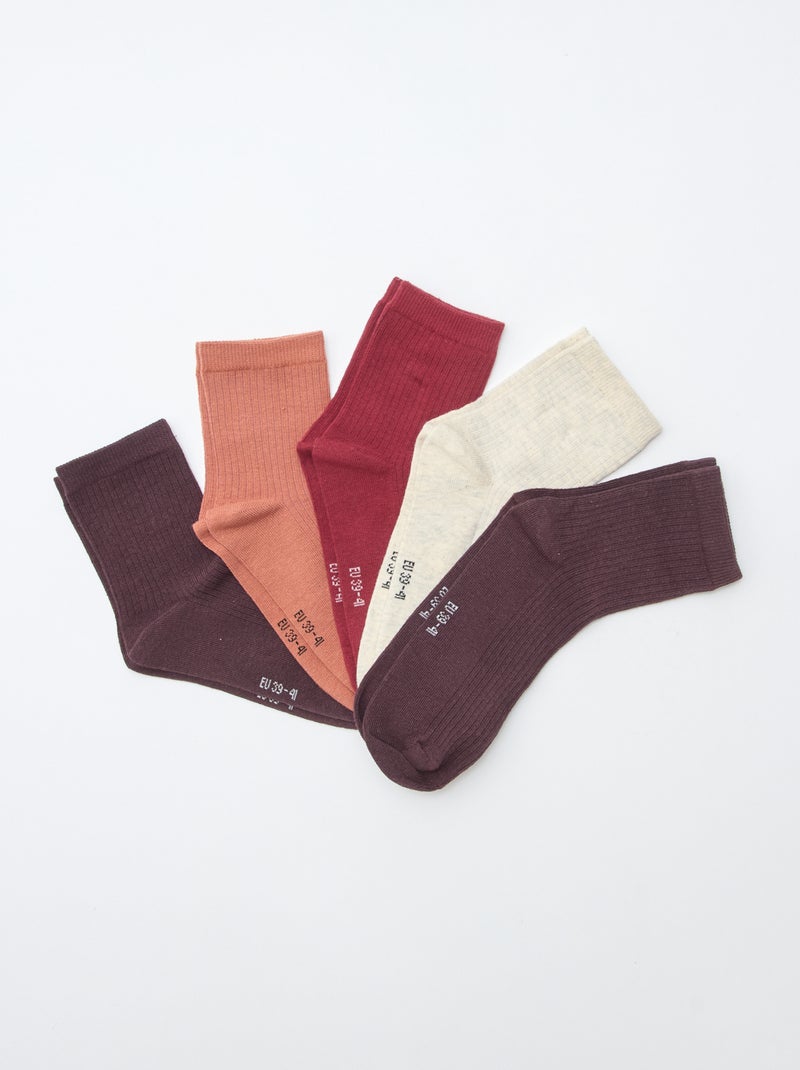 Lot de 5 paires de chaussettes Rouge - Kiabi