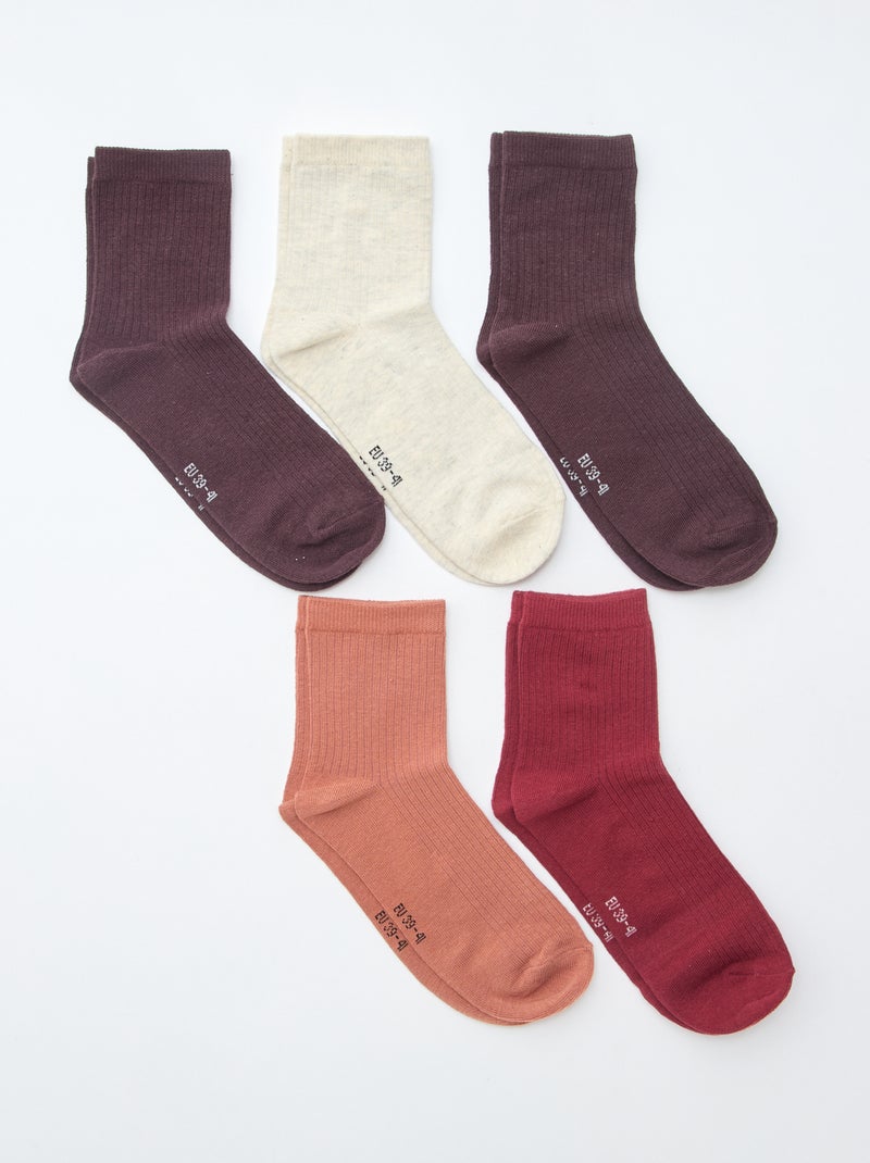 Lot de 5 paires de chaussettes Rouge - Kiabi