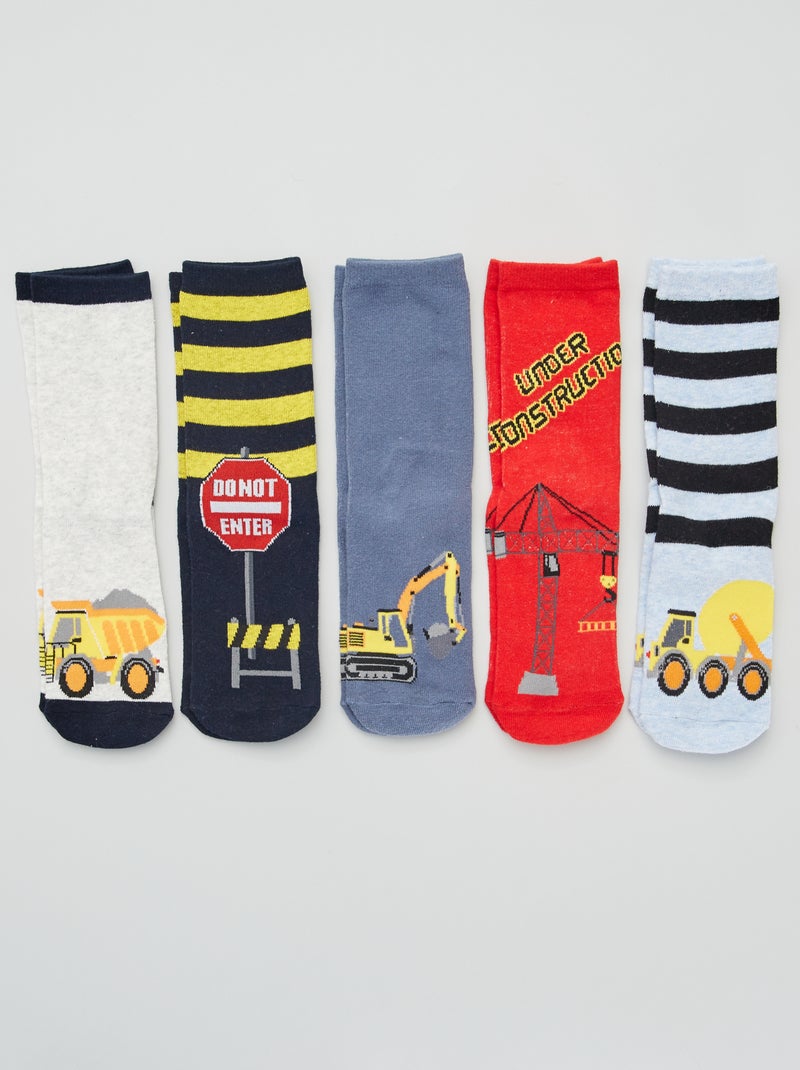 Lot de 5 paires de chaussettes Rouge/bleu - Kiabi