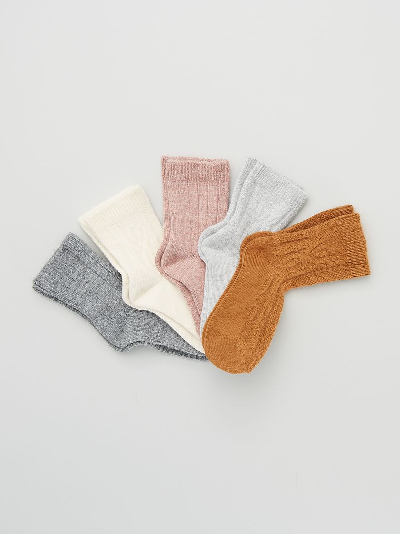 Lot de 5 paires de chaussettes torsadées multicolore - Kiabi