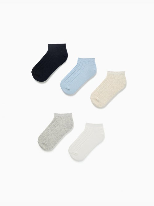 Lot de 5 paires de socquettes côtelées - Kiabi