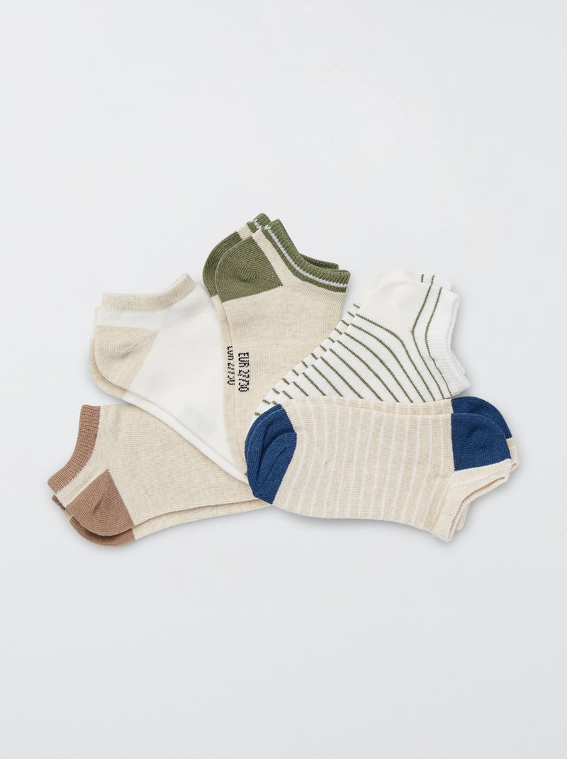 Lot de 5 paires de socquettes fantaisie Blanc/beige - Kiabi