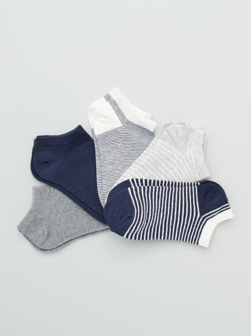 Lot de 5 paires de socquettes fantaisie Gris/bleu - Kiabi