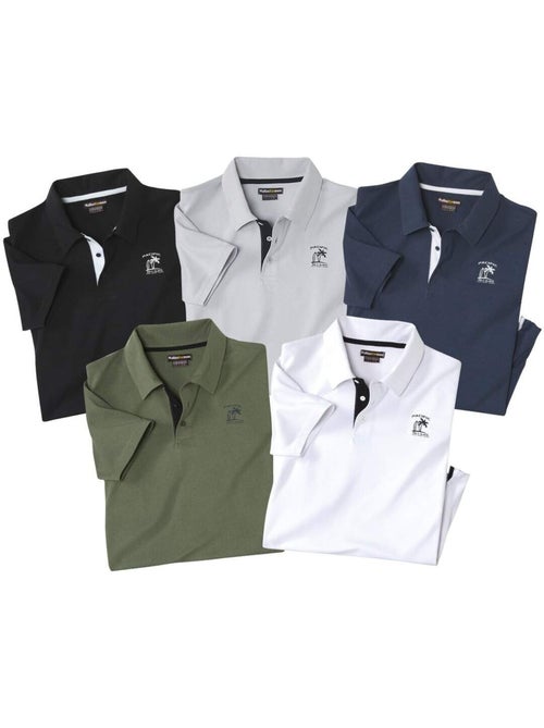 Lot de 5 polos pacific island  - atlas for men - Kiabi