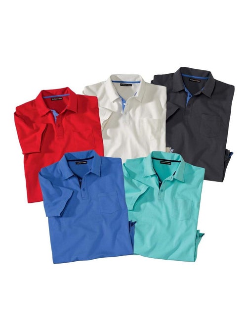 Lot de 5 Polos Unis Fantaisie - ATLAS FOR MEN - Kiabi Lot de 5 Polos Unis Fantaisie - ATLAS FOR MEN - Kiabi
